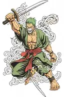 zoro screaming sword one piece tattoo design idea