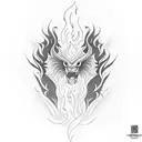 smoke, fire, time, beast, water tattoo design idea