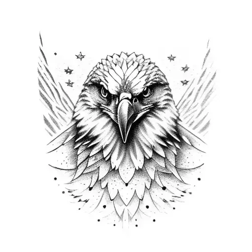 eagle with galaxy realistic  tattoo design idea