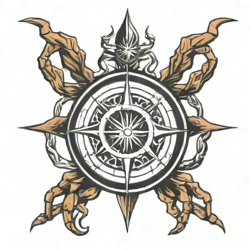 compass viking spider tattoo design idea