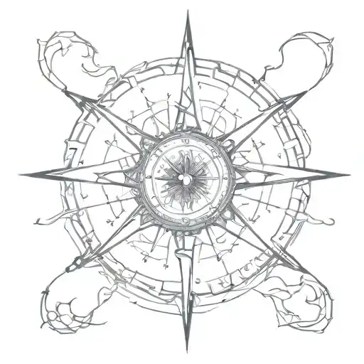 compass viking spider tattoo design idea