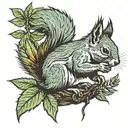 squirrel on top of marijuana plant reaching   tattoo design idea