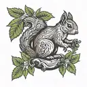 squirrel on top of marijuana plant reaching   tattoo design idea