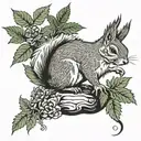 squirrel on top of marijuana plant reaching   tattoo design idea
