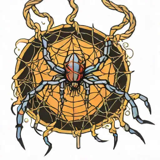 spider tangled hanging from the  web tattoo tattoo design idea