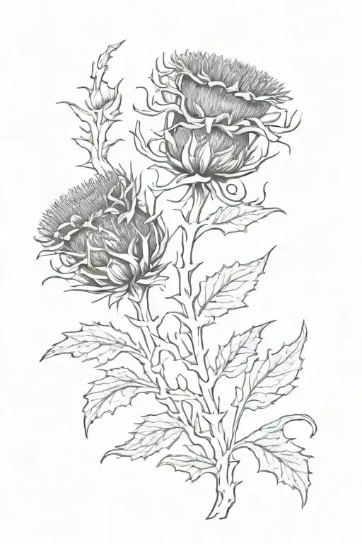 Scottish thistle with this too shall pass written tattoo design idea
