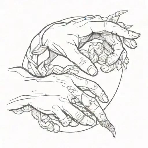 creation of adam from davinci with snake wraped around one hand tattoo design idea