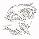 creation of adam from davinci with snake wraped around one hand tattoo design idea