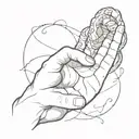 creation of adam from davinci with snake wraped around one hand tattoo design idea