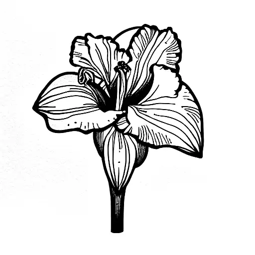 iris narcissus lily rose delphinium tattoo design idea