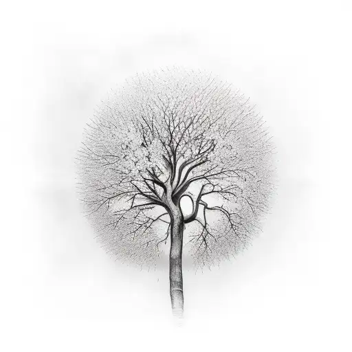 bare tree trunk tattoo design idea