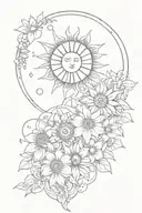 sun moon rain flowers tattoo design idea