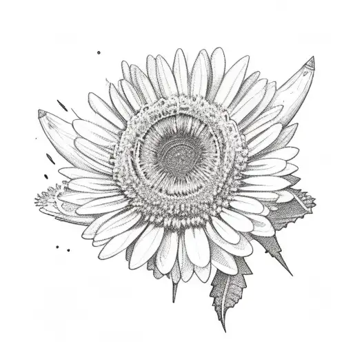 wine bottle with aster flowers and an hourglass inside tattoo design idea