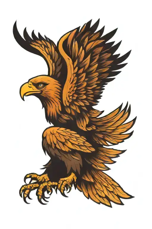 fire winged eagle tattoo design idea