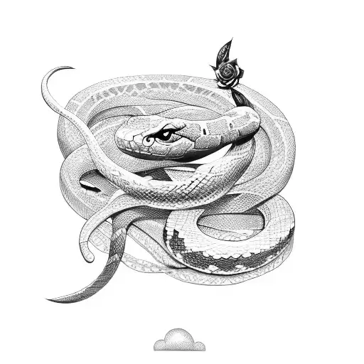 Snake with Sword and Rose tattoo design idea