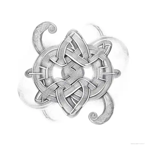 letter S with celtic details, blended with a celtic knot or similar tattoo design idea