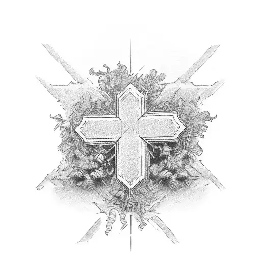 weathered cross tattoo design idea