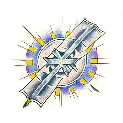 weathered cross tattoo design idea