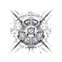 A welding mask with intricate patterns and gears inside tattoo design idea