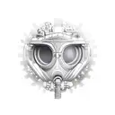 A welding mask with intricate patterns and gears inside tattoo design idea