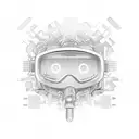 A welding mask with intricate patterns and gears inside tattoo design idea