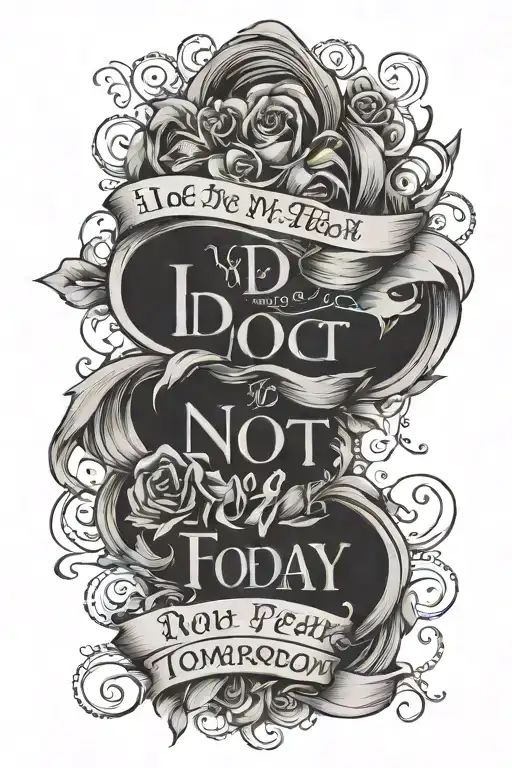 make a tattoo base on the quote "I do not, and will not fear tomorrow because I feel as though today has been enough" tattoo design idea