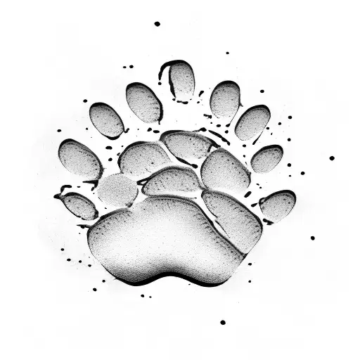 dog paw print with R in middle tattoo design idea