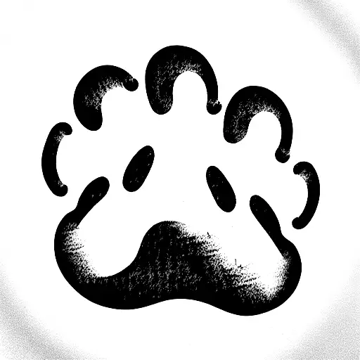 dog paw print R in middle tattoo design idea