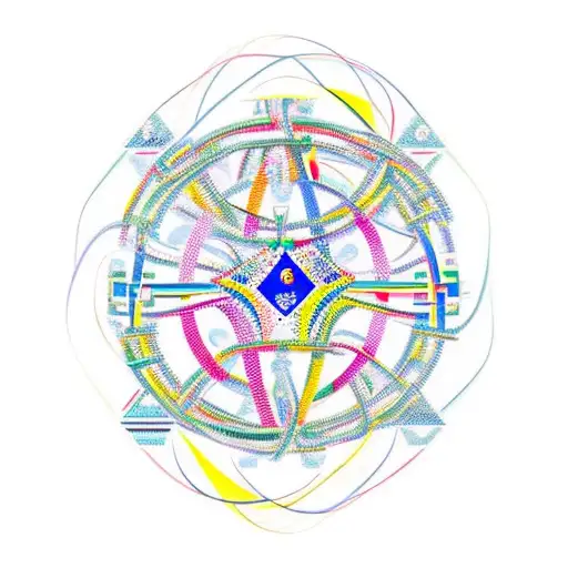 A geometric representation of the Ecuadorian flag intertwined with mathematical equations tattoo design idea