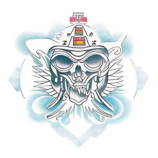 A traditional tattoo design showcasing Ecuadorian cultural symbols and landmarks combined with mathematical elements tattoo design idea