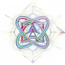 A geometric representation of the Ecuadorian flag intertwined with mathematical equations tattoo design idea