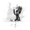 baby groot chibi tattoo design idea