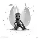 baby groot chibi tattoo design idea