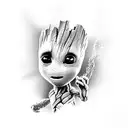 baby groot chibi tattoo design idea