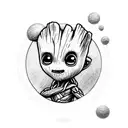baby groot chibi tattoo design idea