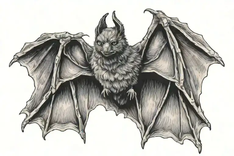 bat flying tattoo design idea