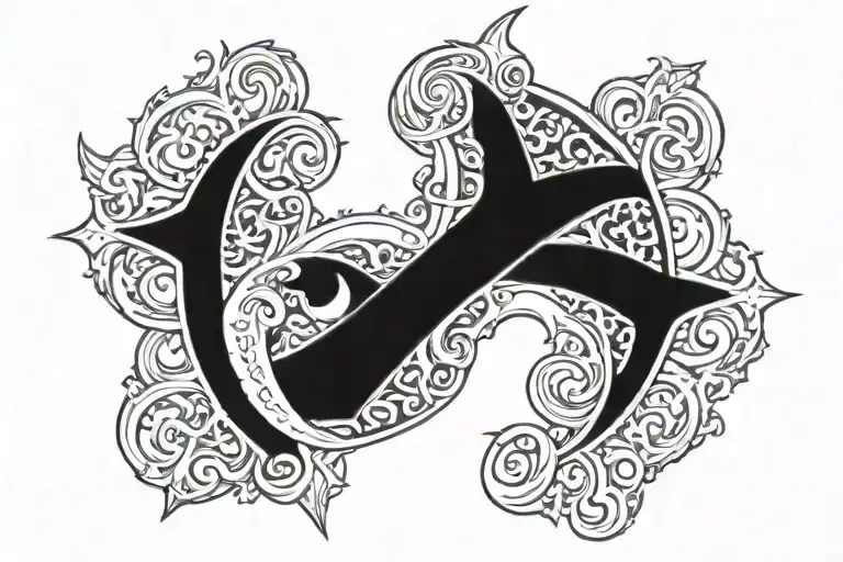 alfa Omega cross tattoo design idea