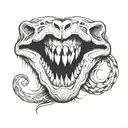 A tattoo of a jawbone with teeth on the inner side of the forearm, near the elbow, incorporating elements of blackwork style tattoo design idea