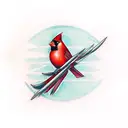 red cardinal with cross tattoo design idea