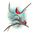 red cardinal with cross tattoo design idea