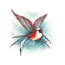 red cardinal with cross tattoo design idea