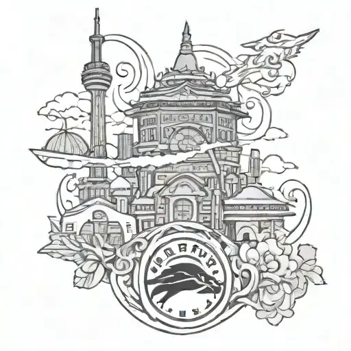 Make a tattoo of Toronto while incorporating the Toronto raptors and Canada tattoo design idea