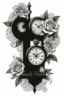 clock roses cross tattoo tattoo design idea