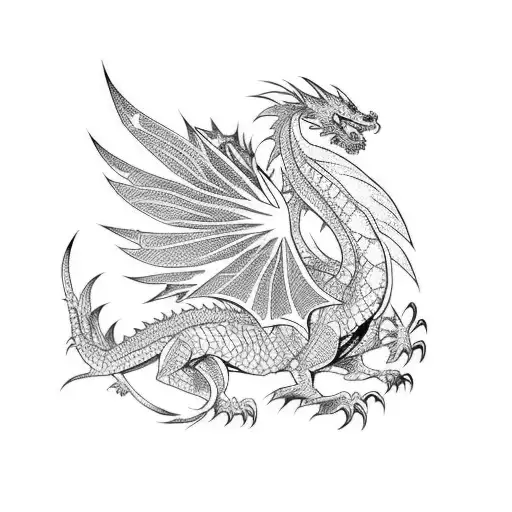 A fierce dragon engaged in a battle with a phoenix tattoo design idea