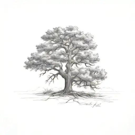 southern live oak into evergreen tree tattoo design idea