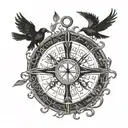 birds runes nordic vegvisir viking compass tattoo design idea