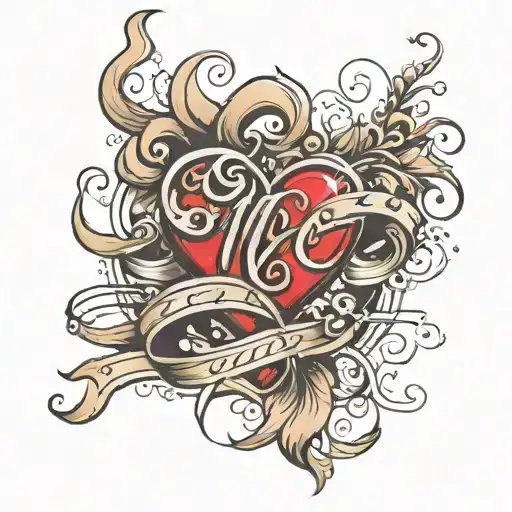heart with cursive M  tattoo design idea