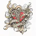 heart with cursive M  tattoo design idea
