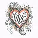 heart with cursive M  tattoo design idea