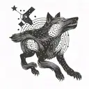 A stylized wolf silhouette with constellations inside, blending Kurt's favorite animal with his fascination for the cosmos tattoo design idea